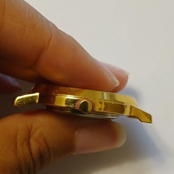 Vtg Majestron Women's Moving Rhinestone Bezel Quartz Watch Case Xmas Theme - Picture 8 of 11